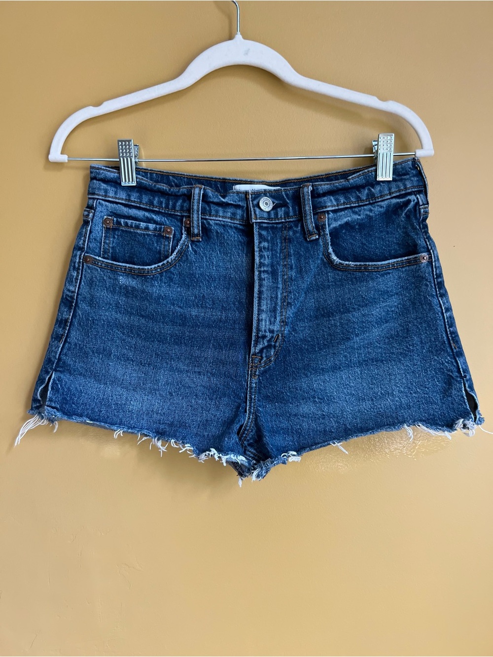 Abercrombie & Fitch Dark Blue High-Rise Mom Denim Shorts